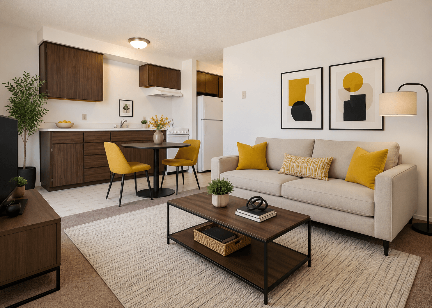 Efficient Kitchen and Living room